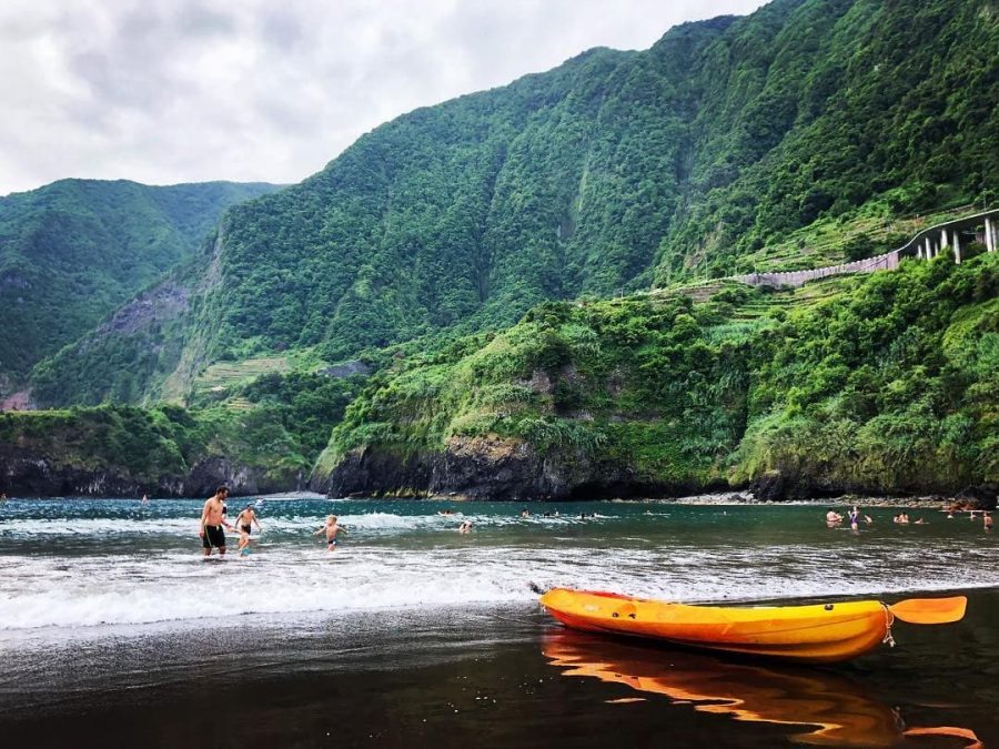 Best beaches in Madeira: Seixal Beach. Natural, black sand beach in Madeira