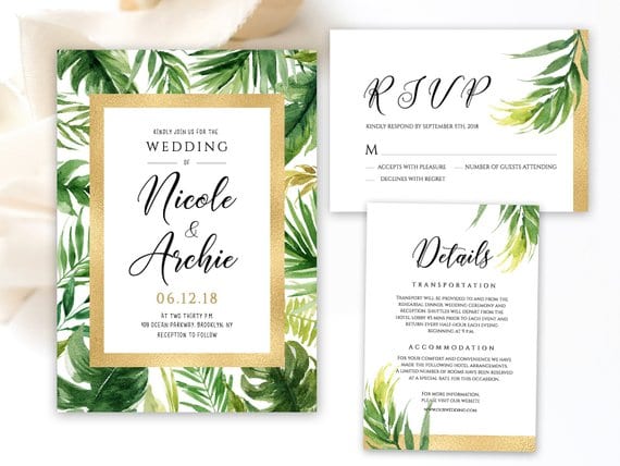 Tropical wedding invitations ~ Zaproszenia ślubne w stylu tropikalnym/botanicznym #wedding #weddinginvitations #weddinginspiration #invitations #design #tropicalwedding #greenwedding