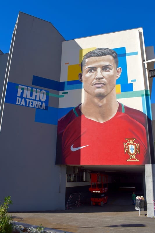 Cristiano Ronaldo mural in Funchal, Madeira, Portugal - made by Richard Wilson - richardwilsonartwork