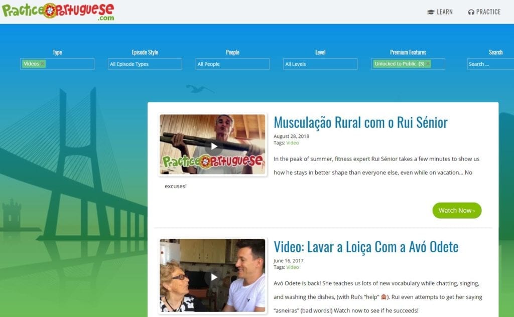 Practice Portuguese - online European Portuguese study materials free or paid - lekcje portugalskiego europejskiego online za darmo lub płatne
