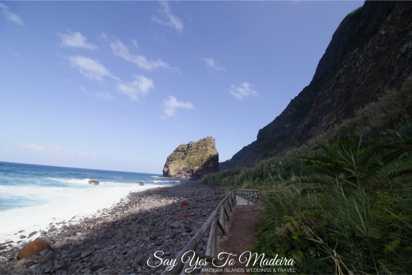 What to see on Madeira Island: Secluded Faja da Rocha do Navio in Santana, Madeira. Attractions in Santana area, Madeira.