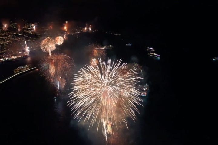New Years Eve 2020 in Funchal Madeira Island - Fireworks Show. Screenshot by Eagle View : Facebook: EagleViewPT